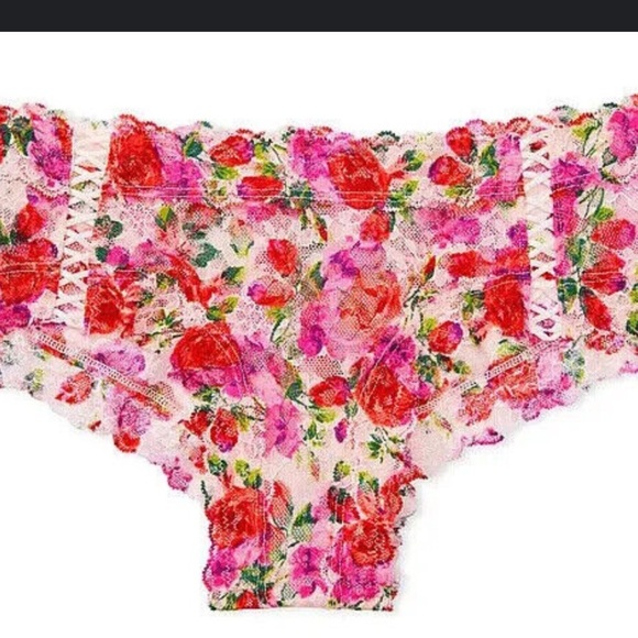 VICTORIA SECRET ROSE PINK/RED FLORAL THE LACE UP LACIE CHEEKY PANTY SIZE XL - Picture 3 of 15